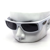 12 Pack: Biker Badge Rectangular Wraparound Wholesale Sunglasses
