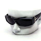 12 Pack: Sleek Wraparound with Bold Metallic T Accent Wholesale Sunglasses