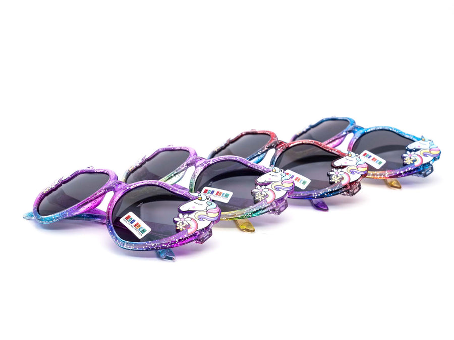 12 Pack: Kids Heart Rainbow Unicorn Wholesale Sunglasses