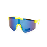 12 Pack: Kids Fluorescent Oversized Sports Shield Burnt Mirror Wholesale Sunglasses