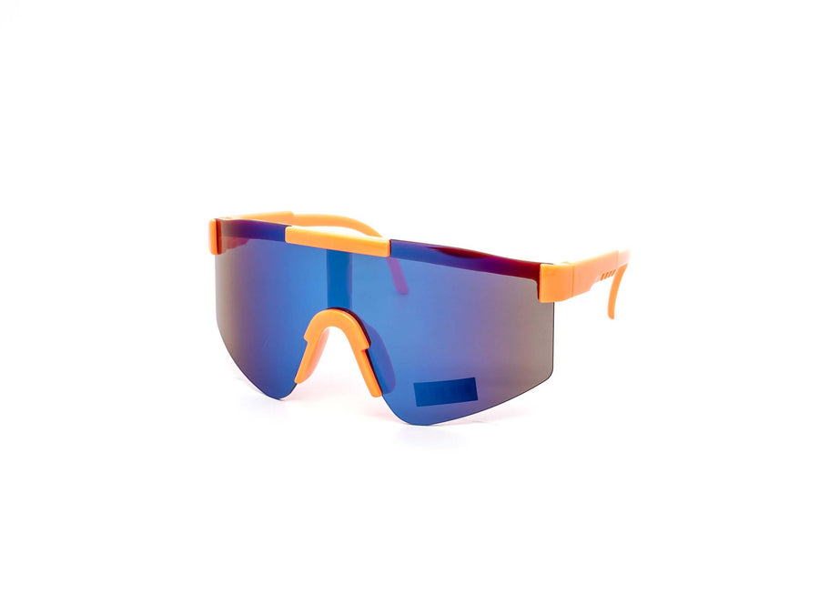 12 Pack: Kids Fluorescent Oversized Sports Shield Burnt Mirror Wholesale Sunglasses