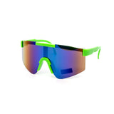 12 Pack: Kids Fluorescent Oversized Sports Shield Burnt Mirror Wholesale Sunglasses