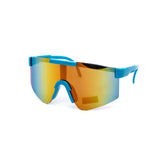 12 Pack: Kids Fluorescent Oversized Sports Shield Burnt Mirror Wholesale Sunglasses