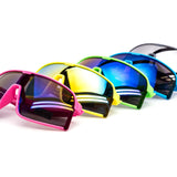 12 Pack: Kids Neon Fun Wraparound Shield Burnt Mirror Wholesale Sunglasses