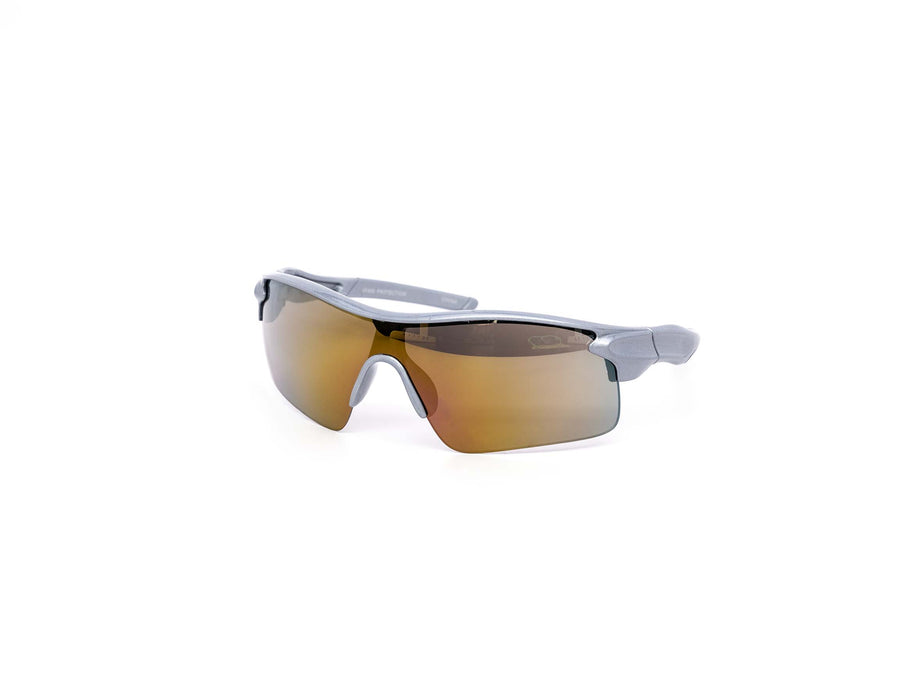 12 Pack: Kids Sports Wraparound Burnt Mirror Wholesale Sunglasses