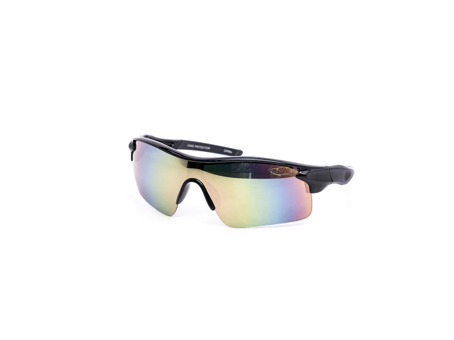 12 Pack: Kids Sports Wraparound Burnt Mirror Wholesale Sunglasses