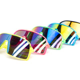 12 Pack: Kids Neon Player Sports Shield Burnt Mirror Wholesale Sunglasses