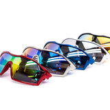 12 Pack: Kids Full-frame Sports Wraparound Burnt Mirror Wholesale Sunglasses