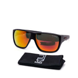 12 Pack: Polarized Matte Black Kush Thick Wrap Mirror Wholesale Sunglasses