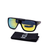 12 Pack: Polarized Matte Black Kush Thick Wrap Mirror Wholesale Sunglasses