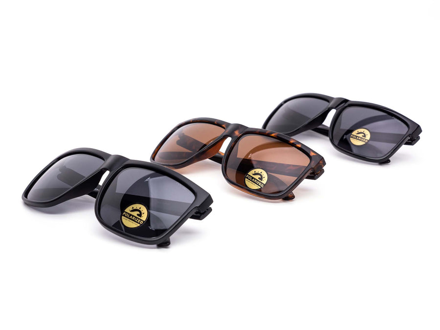 12 Pack: Polarized Color Mirror Black & Tortoise Wholesale Sunglasses