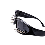 12 Pack: All Black Spiked Wraparound Punk Wholesale Sunglasses