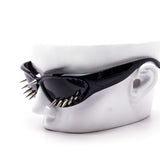 12 Pack: All Black Spiked Wraparound Punk Wholesale Sunglasses
