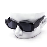 12 Pack: All Black Chunky Angular Square Wholesale Sunglasses