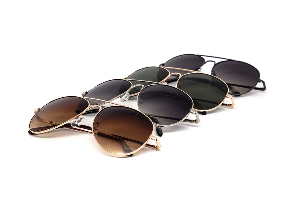 12 Pack: Gradient Metal Aviator Wholesale Sunglasses