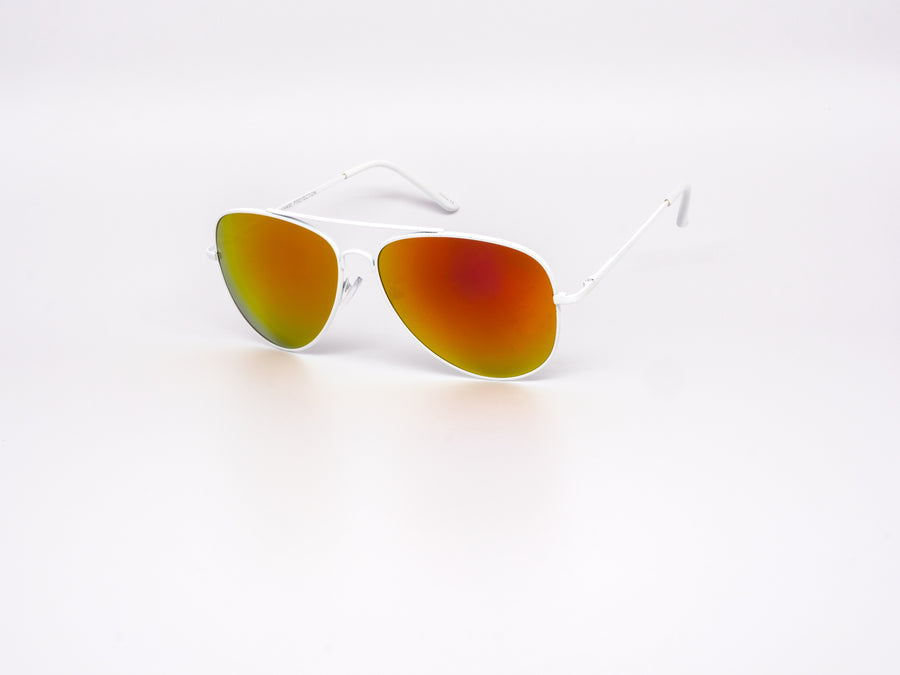 12 Pack: Oversized All White Color Mirror Aviator Wholesale Sunglasses