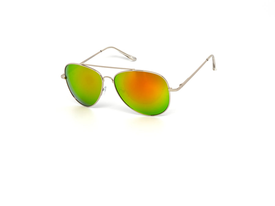 12 Pack: Oversized Silver Color Mirror Aviator Wholesale Sunglasses