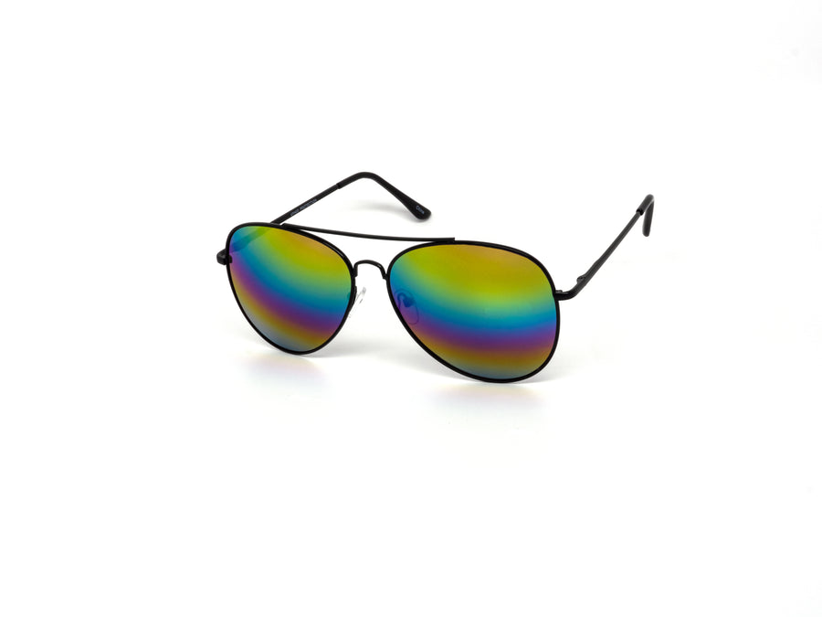 12 Pack: Oversized Rainbow Mirror Metal Aviator Wholesale Sunglasses