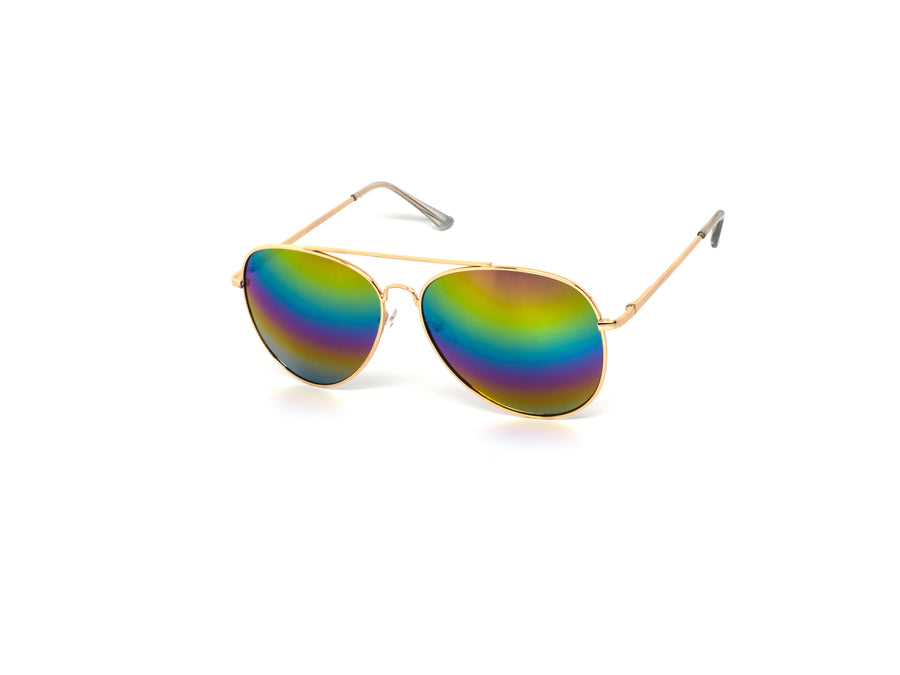 12 Pack: Oversized Rainbow Mirror Metal Aviator Wholesale Sunglasses