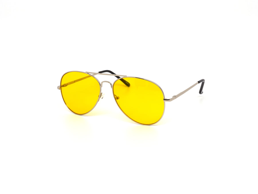 12 Pack: All Yellow Metal Aviator Wholesale Sunglasses