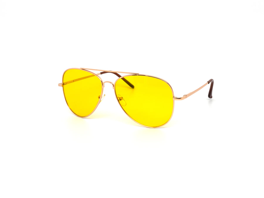 12 Pack: All Yellow Oversized Metal Aviator Wholesale Sunglasses