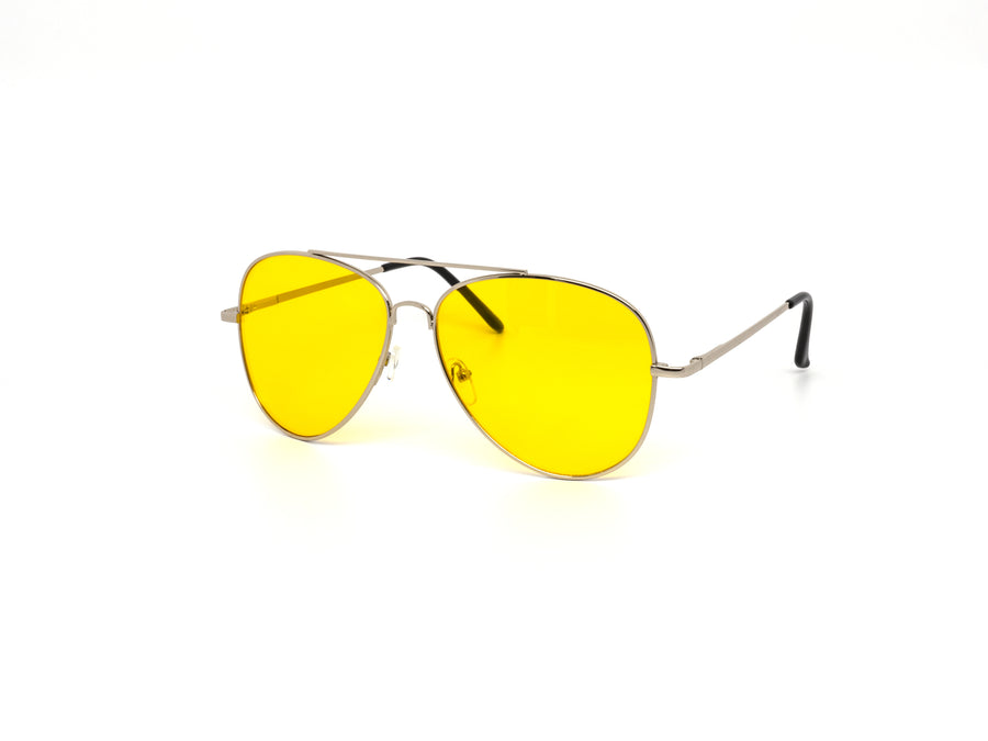 12 Pack: All Yellow Oversized Metal Aviator Wholesale Sunglasses
