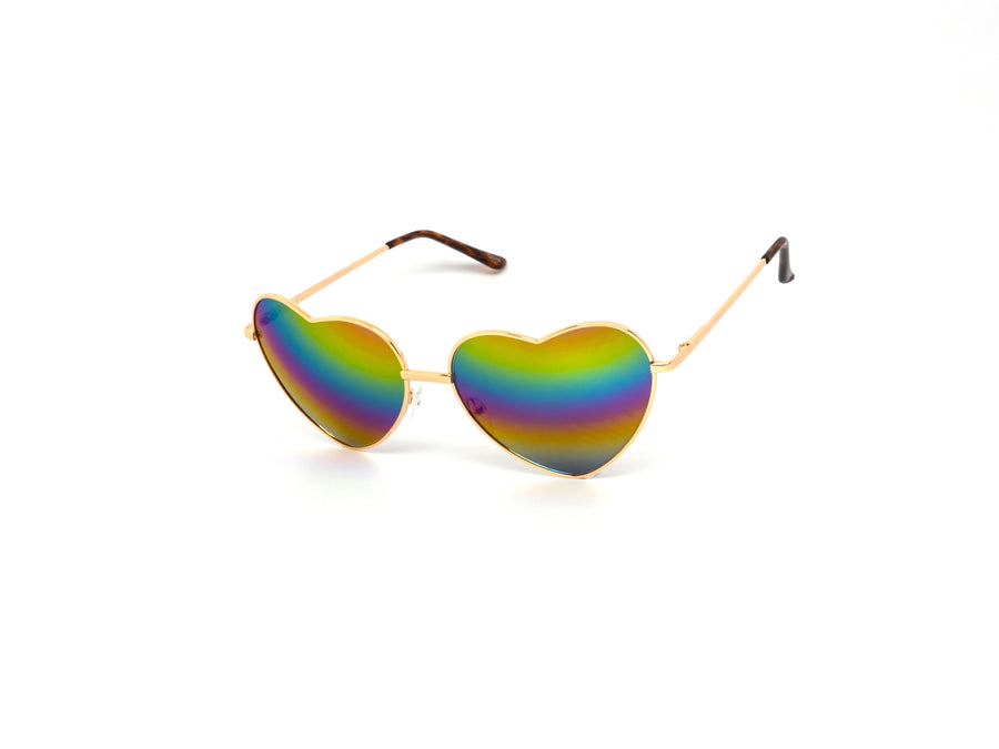 12 Pack: Rainbow Mirror Metal Heart Wholesale Sunglasses