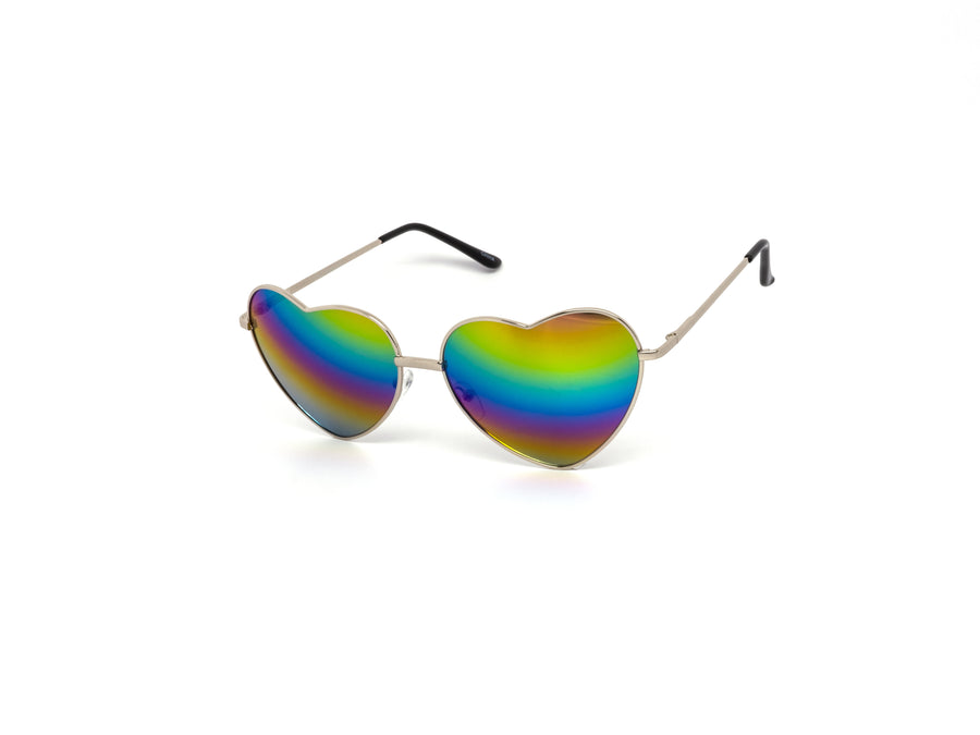12 Pack: Rainbow Mirror Metal Heart Wholesale Sunglasses