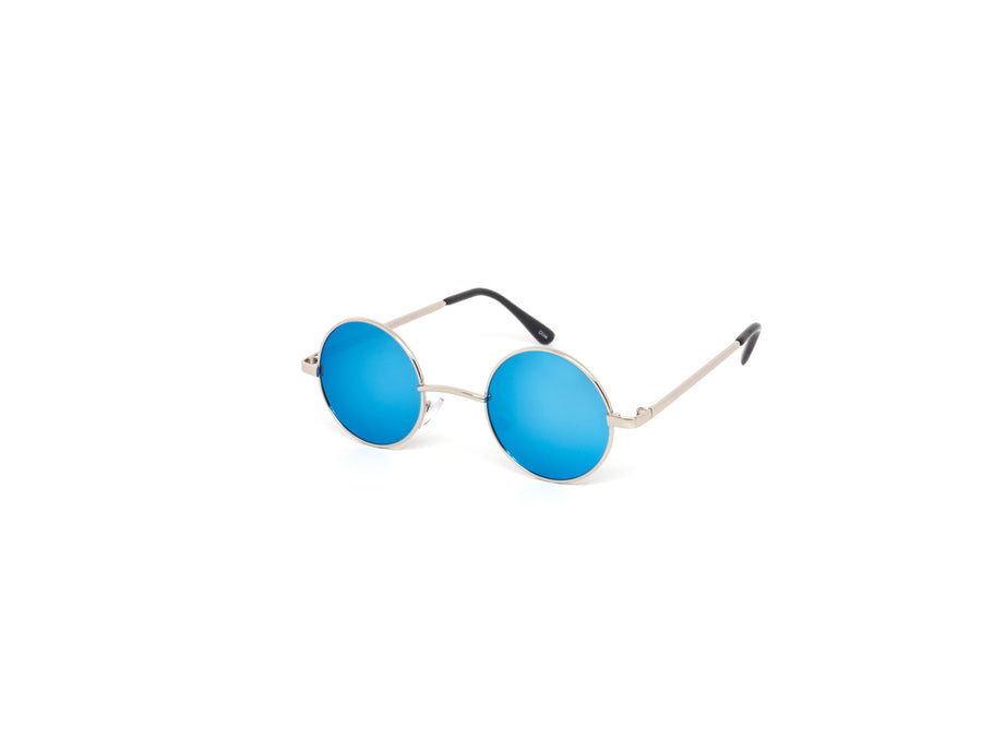 12 Pack: Small Circle Lennon Color Mirror Metal Wholesale Sunglasses
