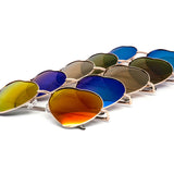 12 Pack: Heart Shaped Metal Gold Color Mirror Wholesale Sunglasses