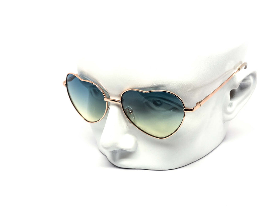 12 Pack: Heart Shaped Metal Gold Duo-tone Wholesale Sunglasses