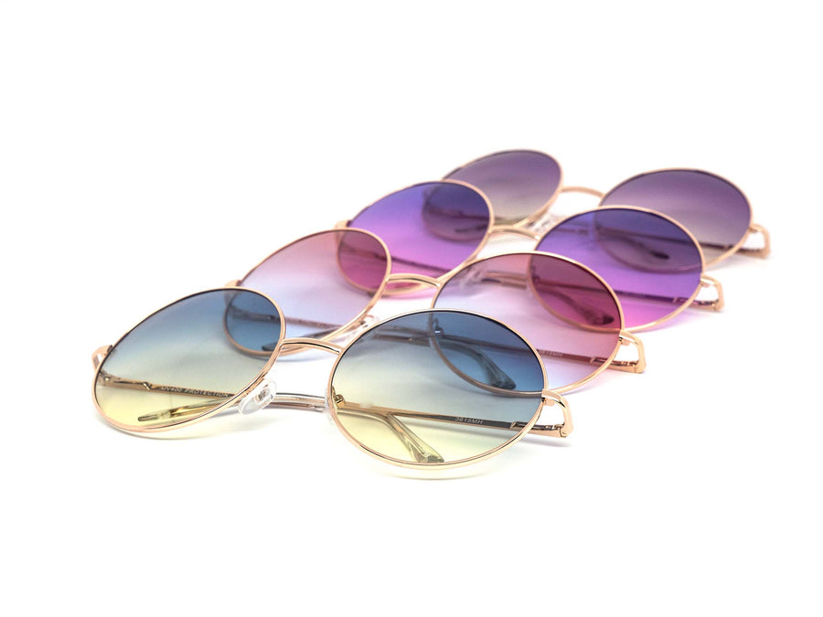 12 Pack: Oversized Circle Duo-tone Gold Wholesale Sunglasses