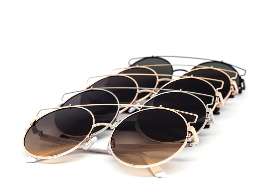 12 Pack: Unique Oversized Aviator Metal Wire Wholesale Sunglasses
