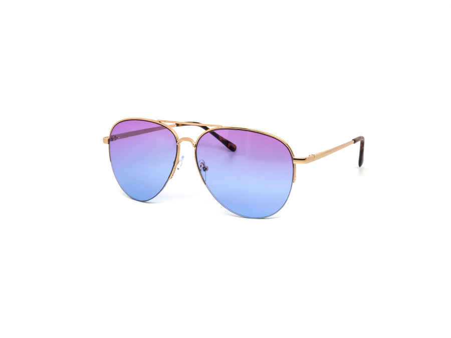12 Pack: Duotone Semi Rimless Aviator Wholesale Sunglasses
