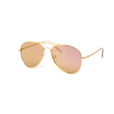 12 Pack: Pink Iridescent Mirror Gold Aviator Wholesale Sunglasses