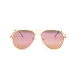 12 Pack: Pink Iridescent Mirror Gold Aviator Wholesale Sunglasses