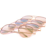 12 Pack: Oversized Transparent Pink Rose Gold Aviator Wholesale Sunglasses