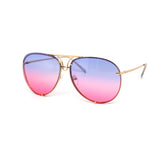12 Pack: Oversized Metal Rimless Duotone Aviator Wholesale Sunglasses