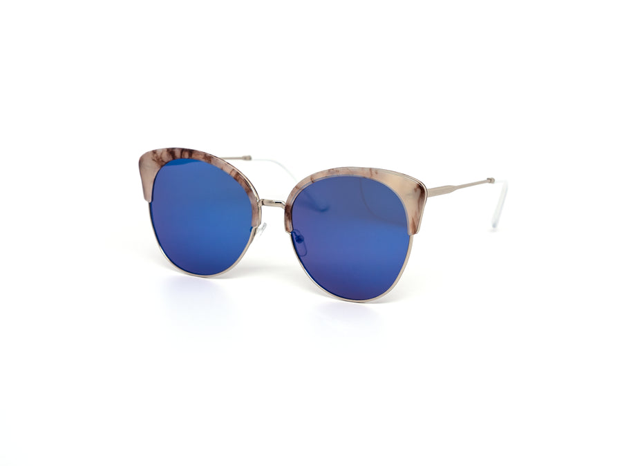 12 Pack: Oversized Semi-rimless Color Mirror Cateye Wholesale Sunglasses
