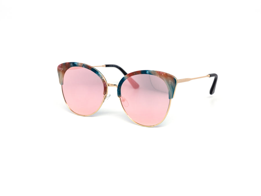 12 Pack: Oversized Semi-rimless Color Mirror Cateye Wholesale Sunglasses