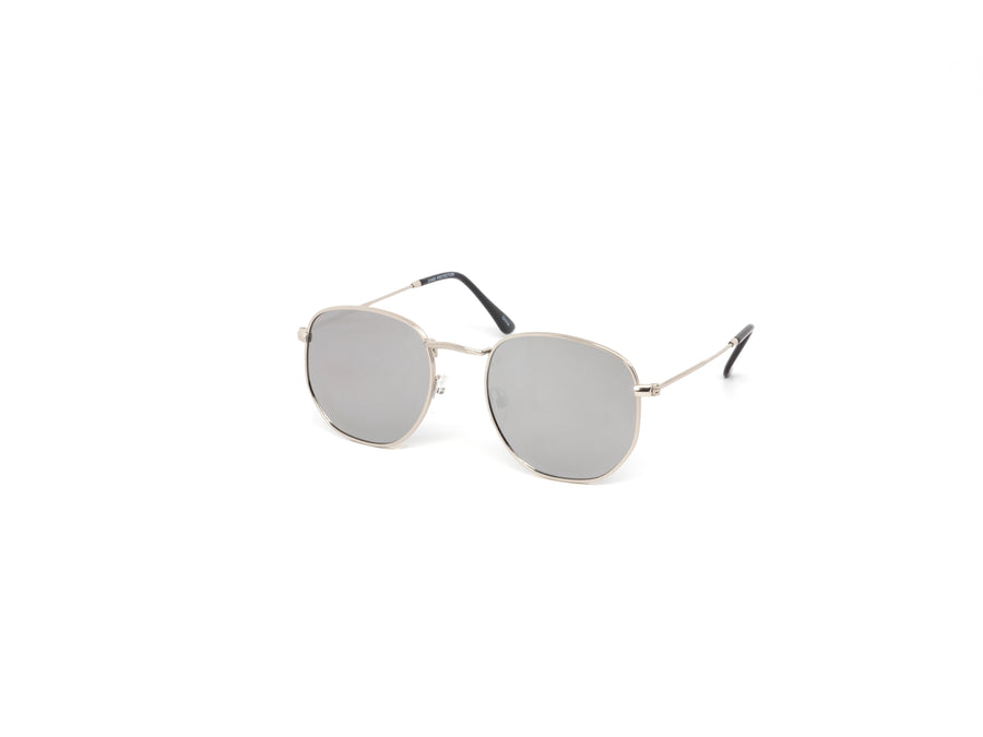 12 Pack: Minimal Hexagon Metal Color Mirror Wholesale Sunglasses