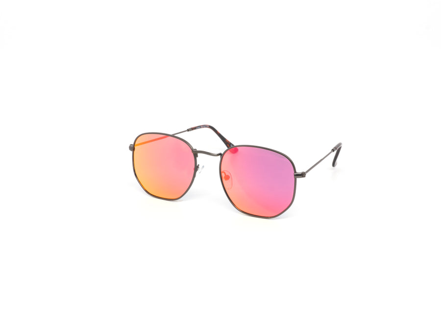 12 Pack: Simple Hexagon Metal Color Mirror Wholesale Sunglasses