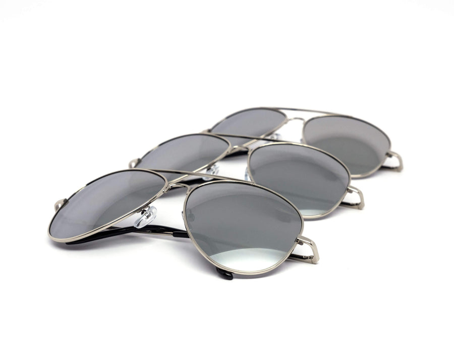 12 Pack: Oversized All-silver Mirror Aviator Wholesale Sunglasses