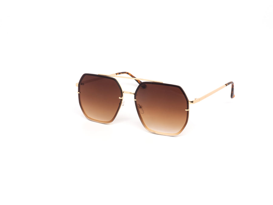 12 Pack: Oversized Rimless Heptagon Aviator Wholesale Sunglasses