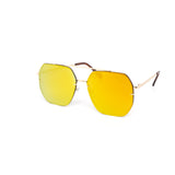 12 Pack: Oversized Rimless Heptagon Aviator Color Mirror Wholesale Sunglasses