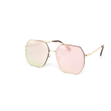 12 Pack: Oversized Rimless Heptagon Aviator Color Mirror Wholesale Sunglasses