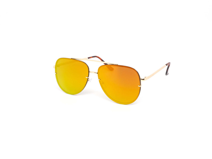12 Pack: Oversized Modern Rimless Aviator Color Mirror Wholesale Sunglasses