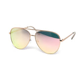 12 Pack: Oversized Flatline Hard Bridge Mirror Aviator Wholesale Sunglasses