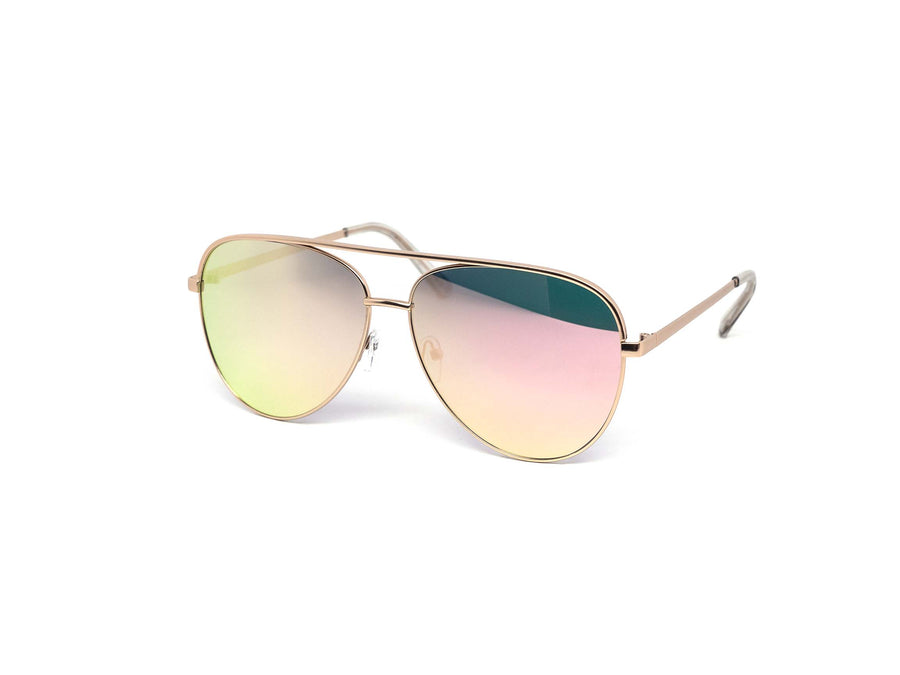 12 Pack: Oversized Flatline Hard Bridge Mirror Aviator Wholesale Sunglasses