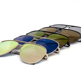12 Pack: Oversized Flatline Hard Bridge Mirror Aviator Wholesale Sunglasses